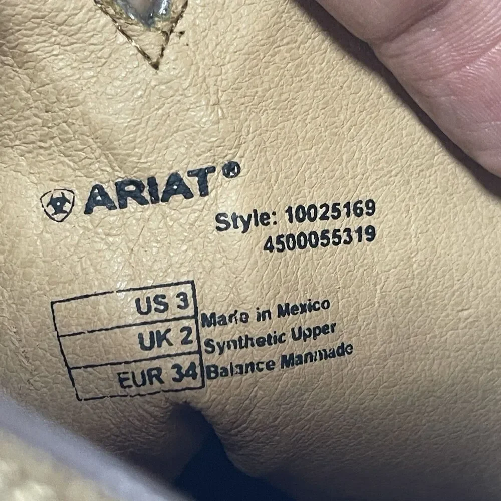 Ariat Kids Western Boots Brown Suede Style 10025169 Size 3 US / 34 EUR 4LR